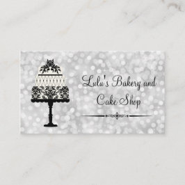 ケーキが付いているエレガントな銀製のベーカリーの名刺 名刺