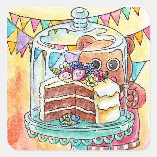 ケーキが欲しい スクエアシール (正面)