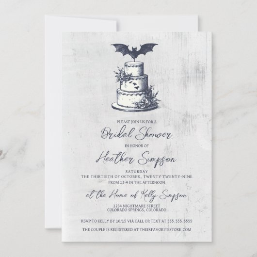 ケーキこうもりブライダルシャワー 招待状 (正面)