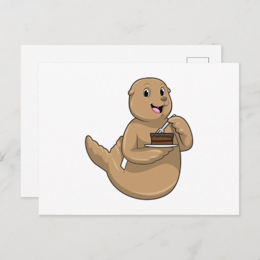 ケーキでシールを押す ポストカード (正面/裏面)