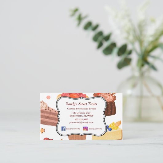 ケーキとお菓子 名刺 (スタンド正面)
