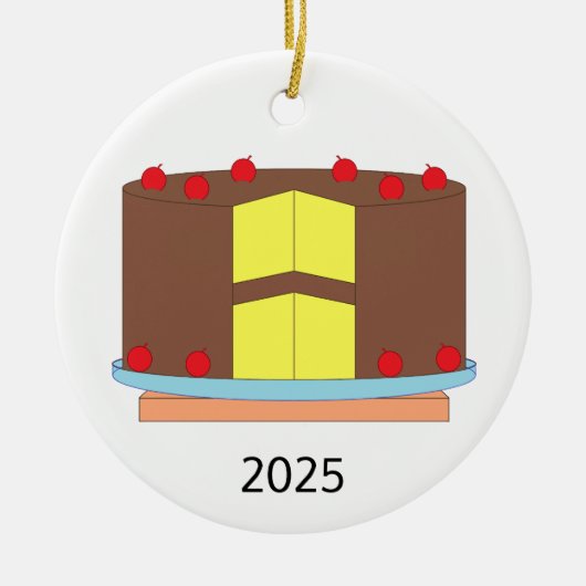 ケーキとさくらんぼ セラミックオーナメント (正面)