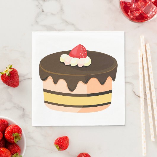 ケーキとイチゴ スタンダードランチョンナプキン