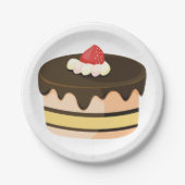 ケーキとイチゴ ペーパープレート (正面)