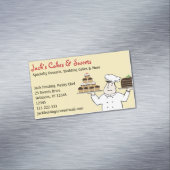 ケーキとカップケーキを持つパティシエ マグネット名刺 (インサイチュ)