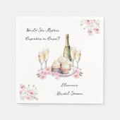 ケーキとカヴァ フローラル シャンパン ブライダル シャワー スタンダードカクテルナプキン (正面)