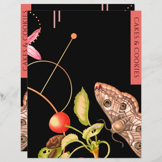 ケーキとクッキー |レシピ挿入 |黒い蝶 (正面/裏面)