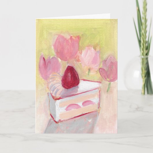 ケーキとチューリップ カード (正面)