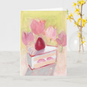 ケーキとチューリップ カード (黄色い花)