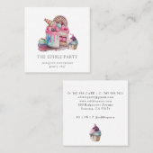 ケーキとデザートのパティシシェフベイカーの水の色バス スクエア名刺 (正面/裏面)