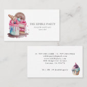 ケーキとデザートのパティシシェフベイカーの水色 名刺 (正面/裏面)