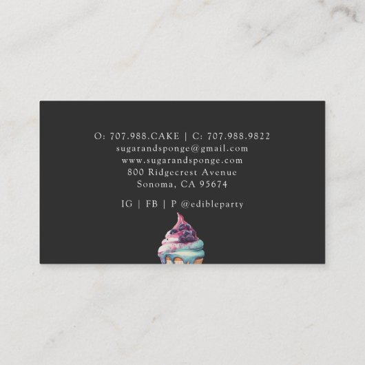 ケーキとデザートのパティシシェフベイカーの水色 名刺 (裏面)