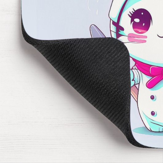 ケーキとナイフでかわいいベーカー生地のシェフ猫 | マウスパッド (コーナー)