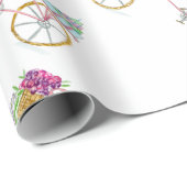 ケーキとフローラを提供する水彩自転車 ラッピングペーパー (ロールコーナー)