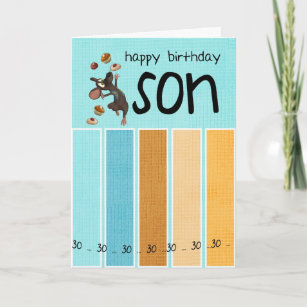 ケーキとマウス付きの30番目の息子の誕生日カード カード