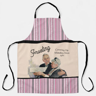 ケーキとミス、パーソナライズされたヴィンテージ ユモア ピンク エプロン