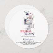 ケーキとモダンな水彩画の白いウェディングドレス2 セーブザデート (正面/裏面)