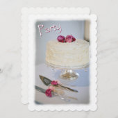 ケーキとローズのアニバーサリー・パーティー招待状 招待状 (正面/裏面)