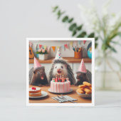 ケーキと祝一緒に楽しいヤマアラシの誕生日 招待状 (スタンド正面)