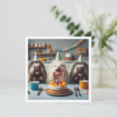 ケーキと祝一緒に楽しいヤマアラシの誕生日 招待状 (スタンド正面)