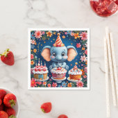 ケーキと風船を持ったゾウの誕生日 スタンダードカクテルナプキン (インサイチュ)