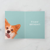 ケーキにかわいいコーギ誕生日 カード (内部)