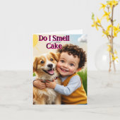 ケーキにかわいい子ども誕生日 カード (黄色い花)