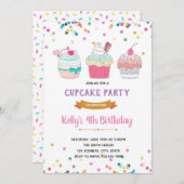 ケーキにデコレーションを！パーティーのお誘い 招待状 (正面/裏面)