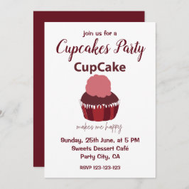 ケーキにワクワク!カップケーキパーティー 招待状