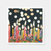 ケーキに誕生日のキャンドルをたくさん スタンダードカクテルナプキン (正面)