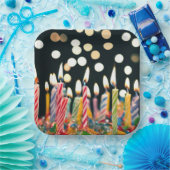 ケーキに誕生日のキャンドルをたくさん ペーパープレート (パーティー)