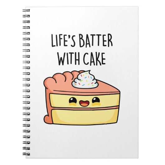 ケーキのある生活はもっと楽しい 面白いケーキの駒 ノートブック (正面)
