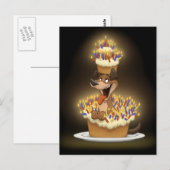 ケーキのはがきに犬 ポストカード (正面/裏面)