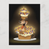 ケーキのはがきに犬 ポストカード (正面)