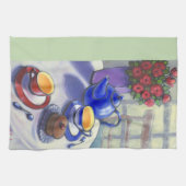 ケーキのふきんが付いている茶 キッチンタオル (横)