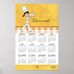ケーキのシェフの芸術の2012年の台所カレンダー ポスター