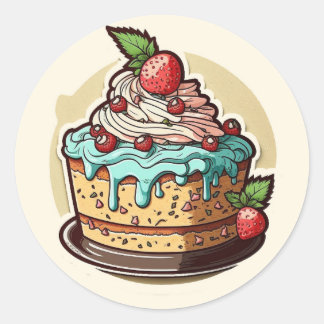 ケーキのステッカー。バースデー ラウンドシール