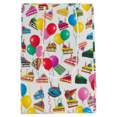 「ケーキのスライスとバルーン」 ミディアムペーパーバッグ (裏面)