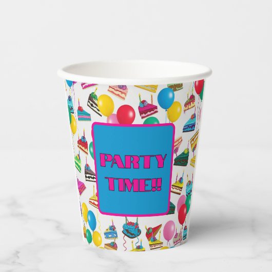 「ケーキのスライスとバルーン」 紙コップ (正面)