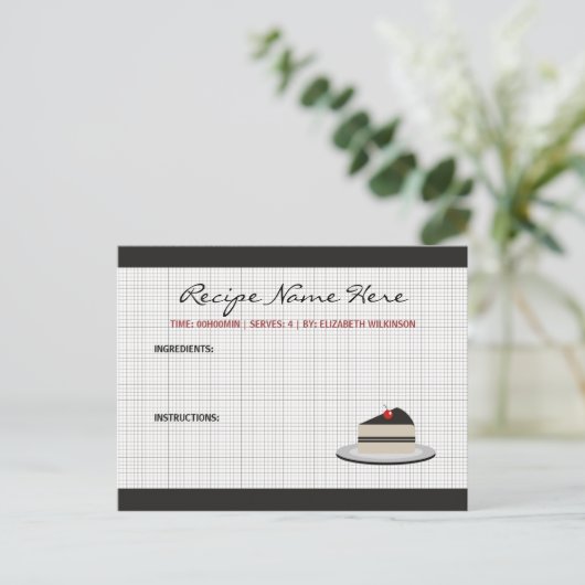 ケーキのスライスレシピカード ポストカード (スタンド正面)