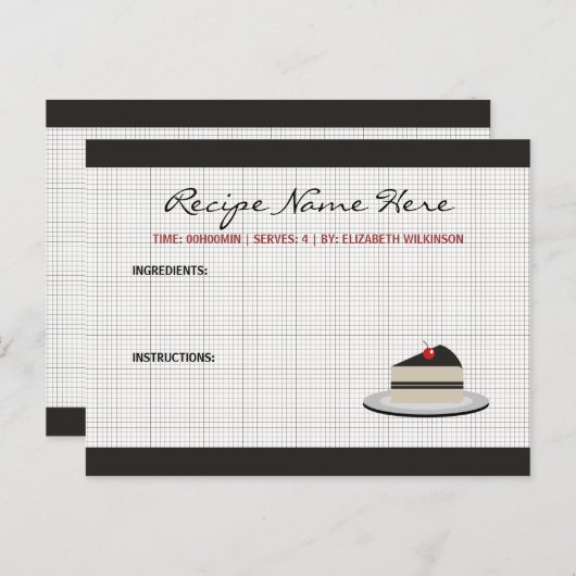 ケーキのスライスレシピカード ポストカード (正面/裏面)
