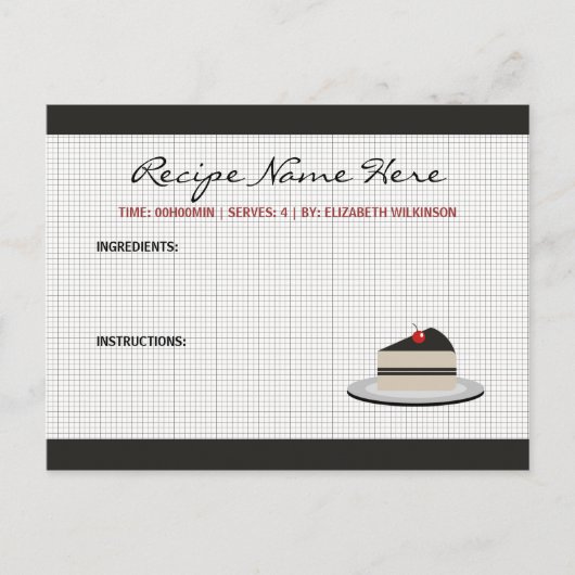 ケーキのスライスレシピカード ポストカード (正面)