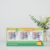 ケーキのスライス幸せな誕生日のフォトカード (スタンド正面)