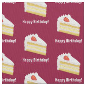 ケーキのスライス&ハッピーバースデーまたは任意の文字/名前 ファブリック (クローズアップ)