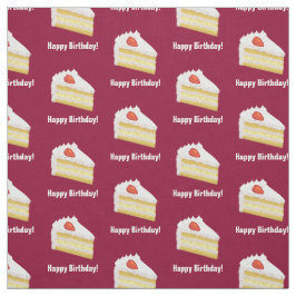 ケーキのスライス&ハッピーバースデーまたは任意の文字/名前 ファブリック