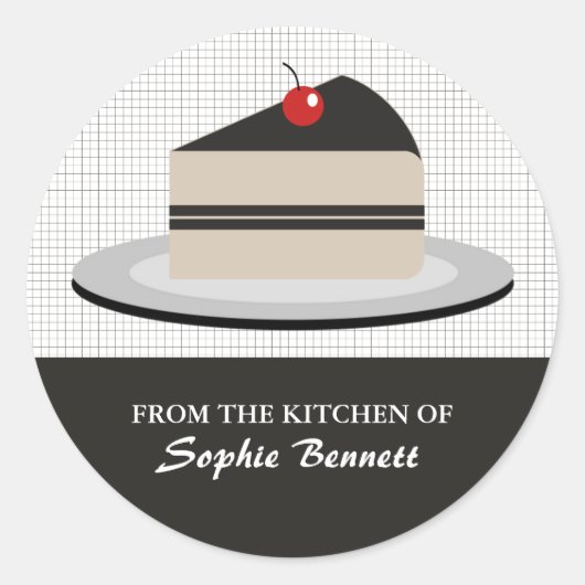 ケーキのスライス ラウンドシール (正面)