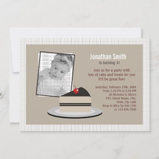 ケーキのスライス 招待状 (正面)