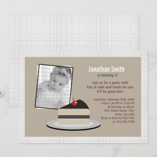 ケーキのスライス 招待状 (正面/裏面)