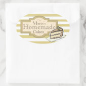 ケーキのスライス 楕円形シール (バッグ)