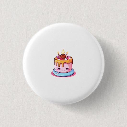 ケーキのテーマ、ケーキのデザイン、かわいいケーキ 缶バッジ (正面)